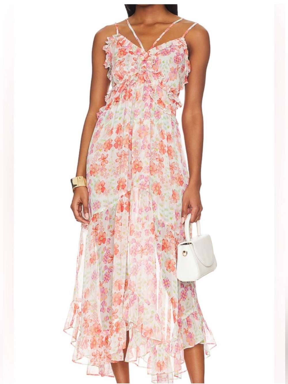 MISA Los Angeles Adrienne Dress Floral pink size Medium